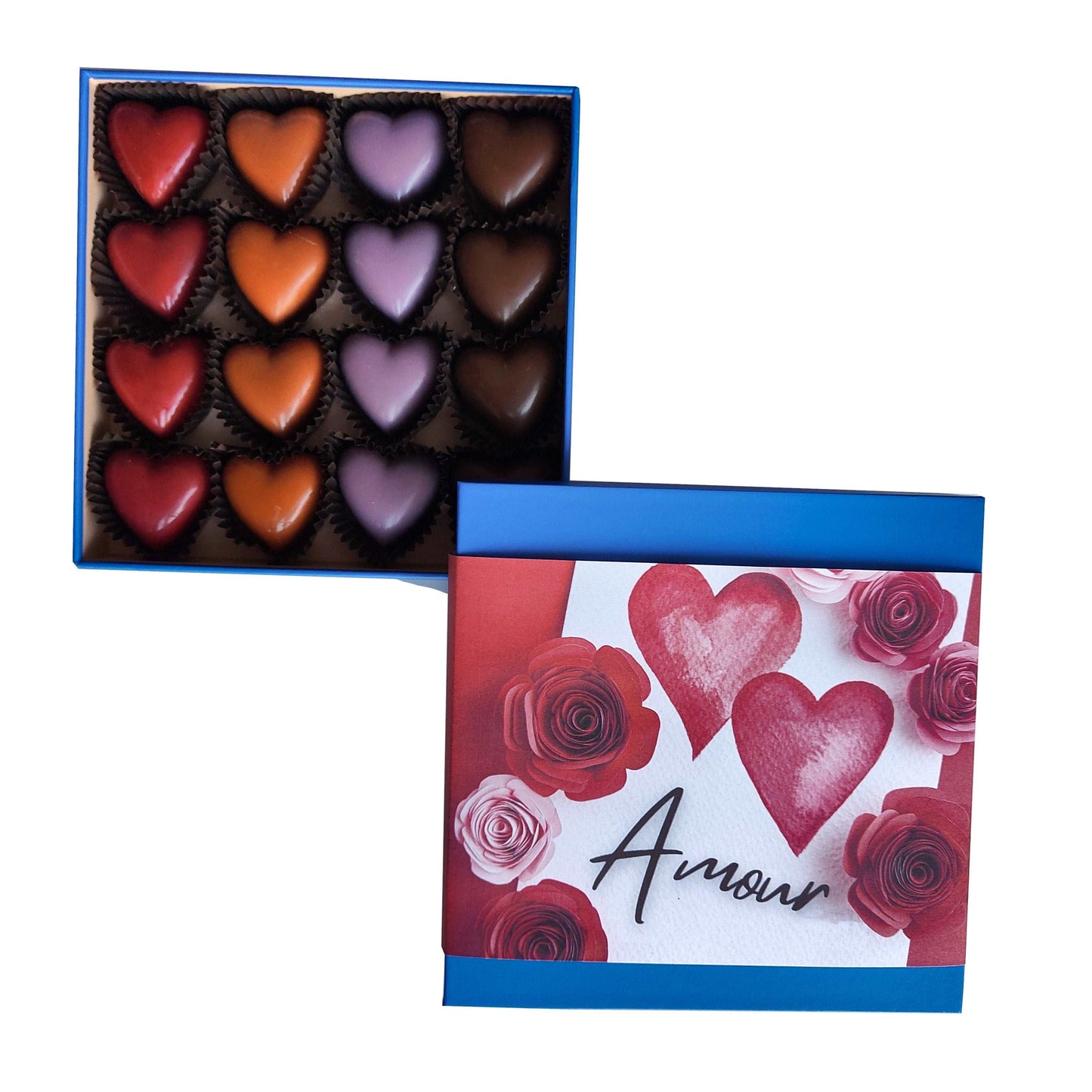 Coffret 16 coeurs en chocolat Chocolats Andrée