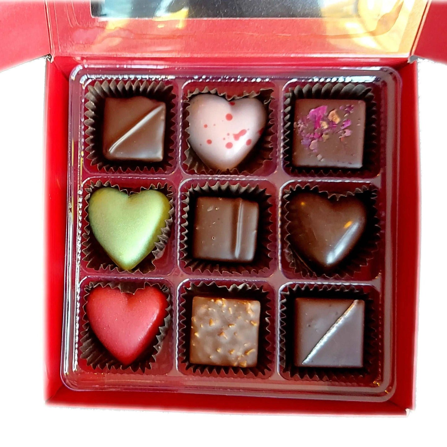 Coffret rouge 9 chocolats Chocolats Andrée